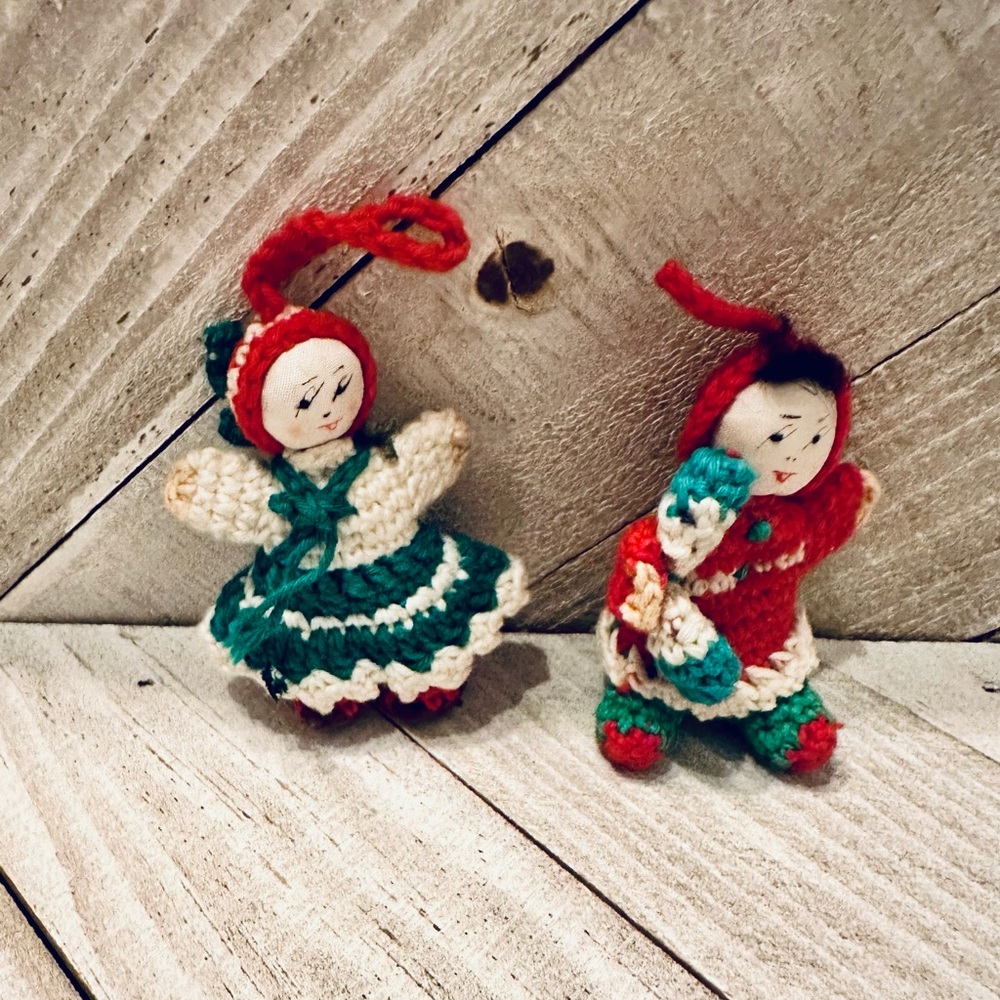 Vin AMIGURUMI Miniature, 2"  Japanese  Crochet Knitted Stuffed  Doll Lot Of 2